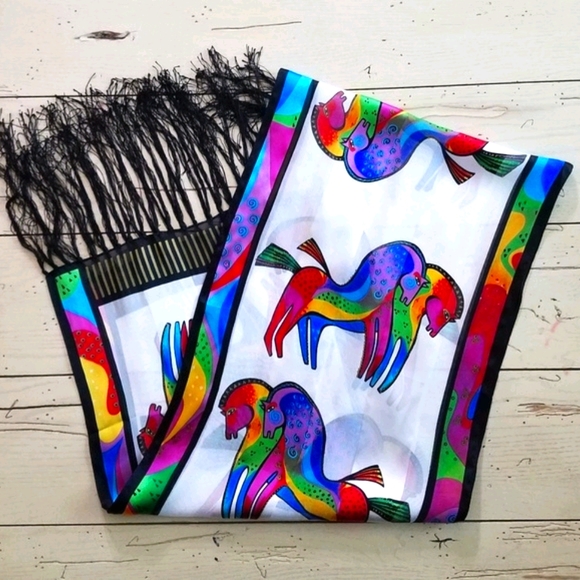 LAUREL BURCH "Bowing Horses" Silk Scarf - Picture 1 of 8